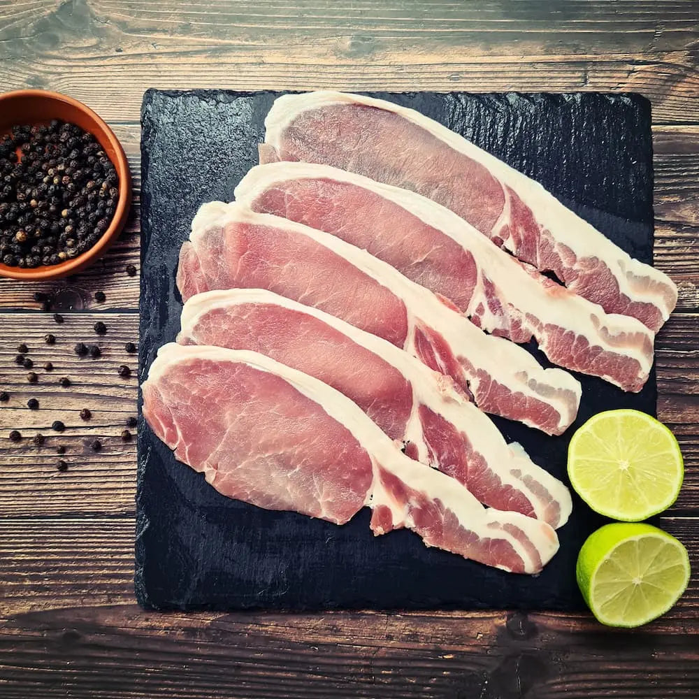 Dry cured smoked bacon