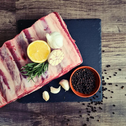 Bone-in beef short ribs, browned and ready to braise – Uncle Beef Butchers