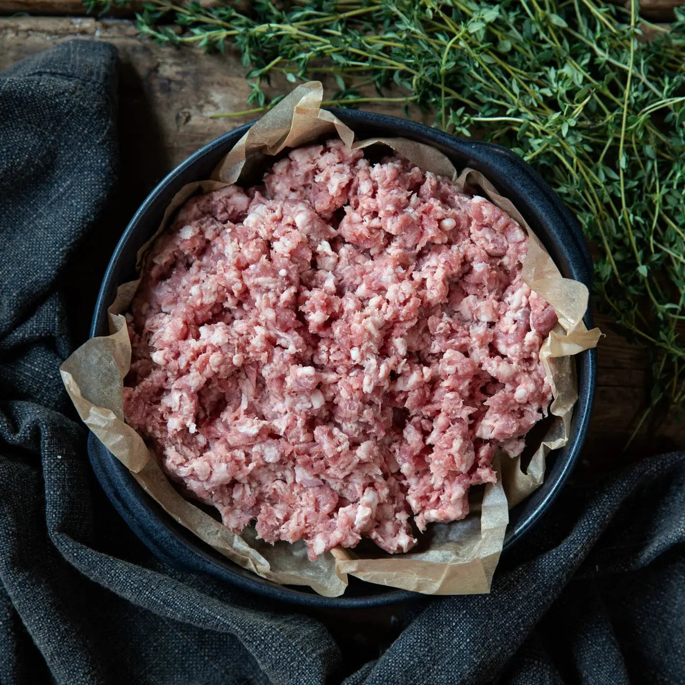 Pork mince browned in a pan until caramelised, ready to finish into a glossy sauce – Uncle Beef Butchers